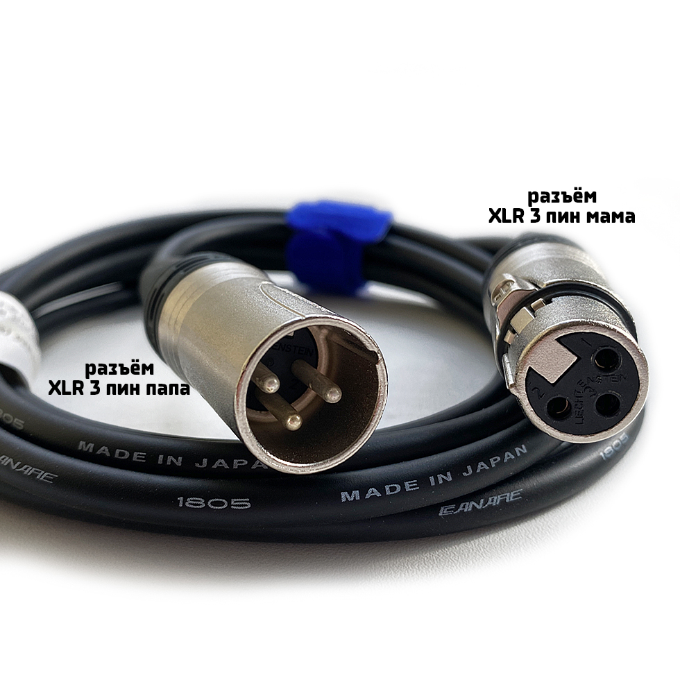 XLR3F-XLR3M (black) 6 метров балансный микрофонный кабель (черный) GS-PRO