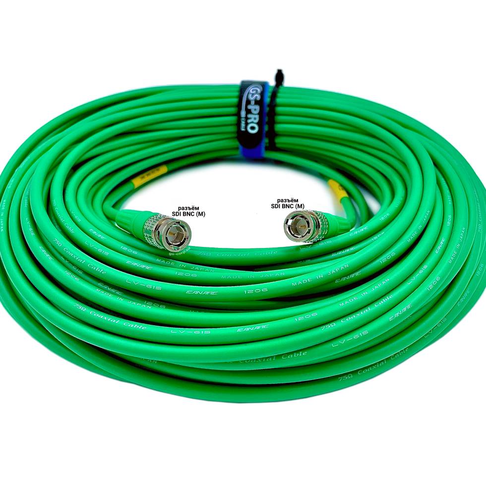 6G SDI BNC-BNC (mob) (green) 50 метров мобильный/сценический кабель (зелёный) GS-PRO