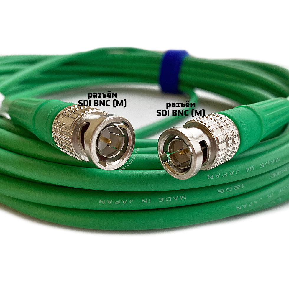 12G SDI BNC-BNC (mob) (green) 4 метра 4K UHD 2160p60 мобильный/сценический кабель (зелёный) GS-PRO