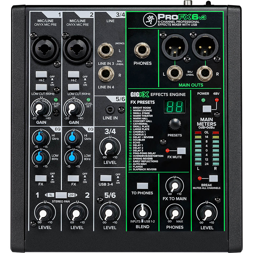 ProFX6v3 6-канальный микшер с процессором эффектов Mackie