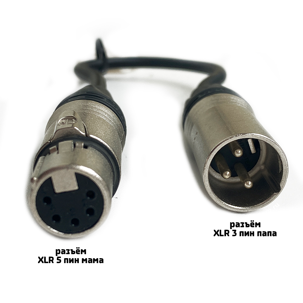 XLR5F-XLR3M (black) 0,2 метра кабель (черный) GS-PRO
