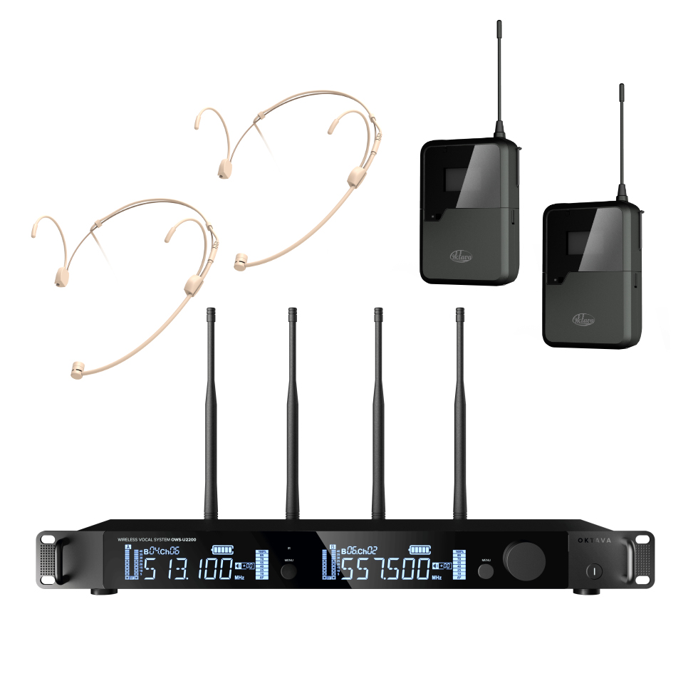 OWS-U2200D-B двухканальная радиосистема (2 пояс. передатчика и 2 гол. микрофона) Октава