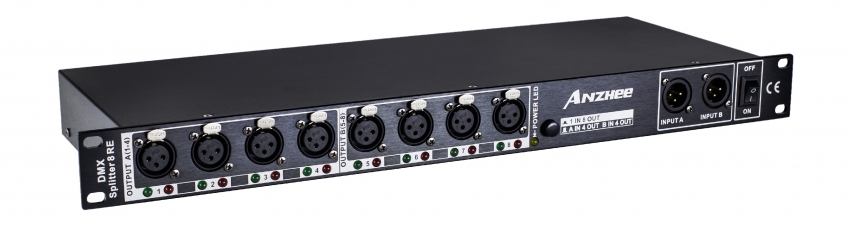 DMX Splitter 8 RE оптический 8-канальный сплиттер DMX-сигнала Anzhee