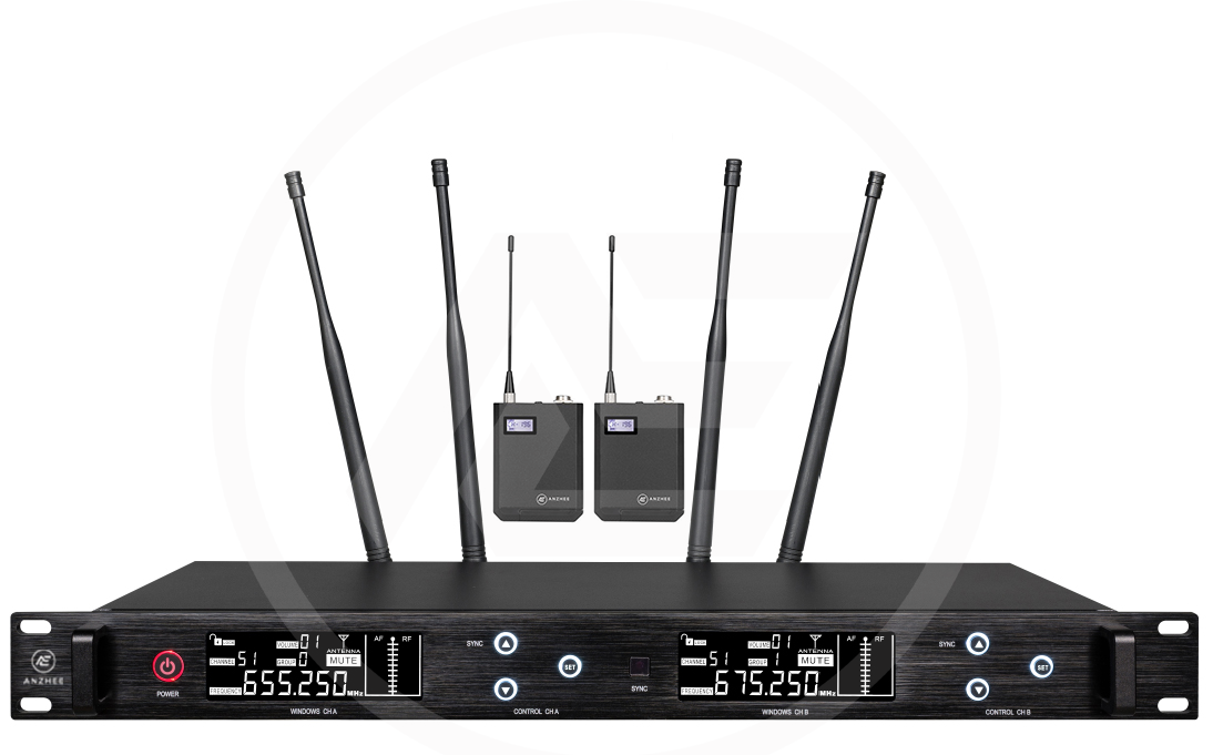 RS400 dual BB радиосистема с двумя поясными передатчиками Anzhee