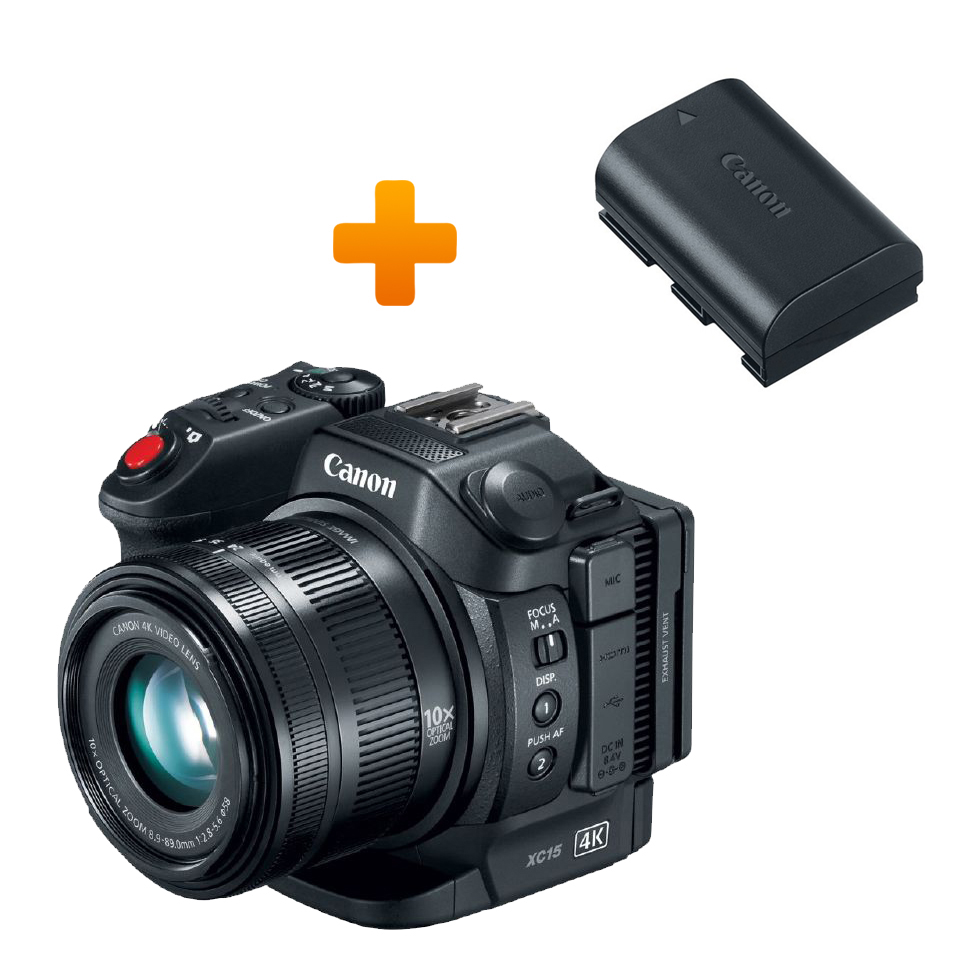 Canon XC15 + Canon LP-E6N камера и дополнительный аккумулятор Комплект